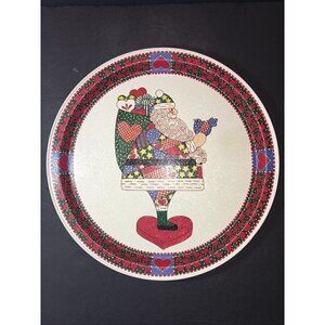 Vintage Santa Claus Metal Tray 13.5” Folk Art Potpourri Press 1993 Christmas
